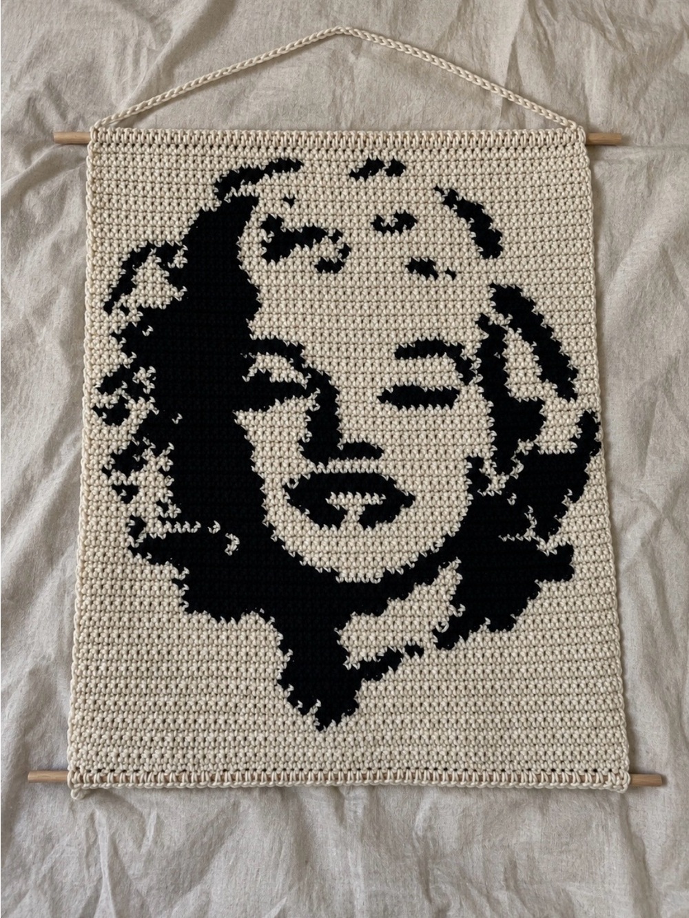 Wall hanging crochet portrait